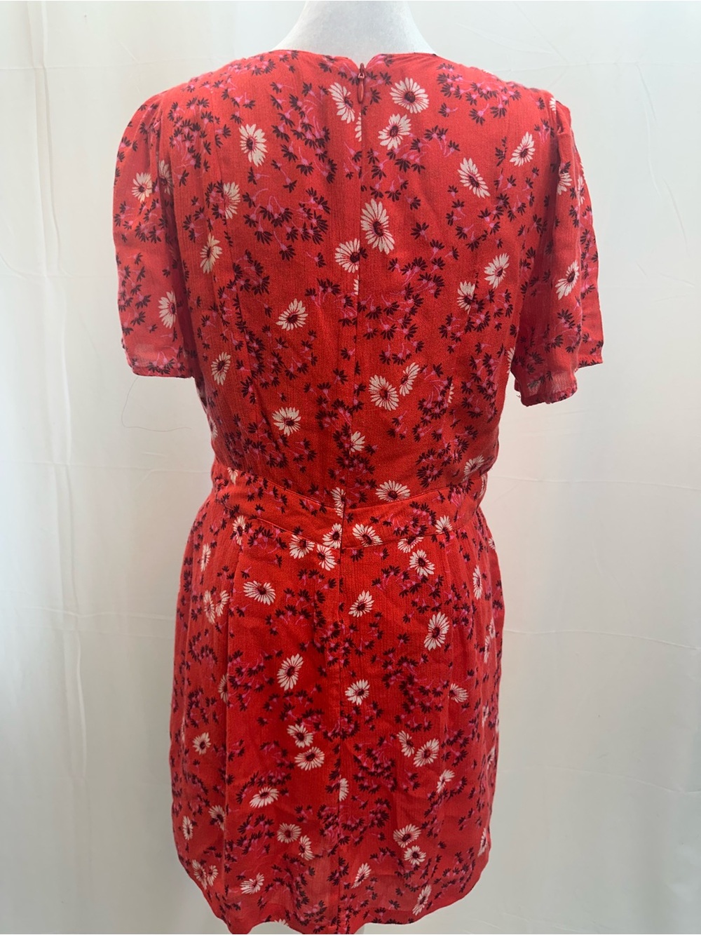 Free People Red Floral Tie-Front Romper Dress 6 - Picture 4 of 4